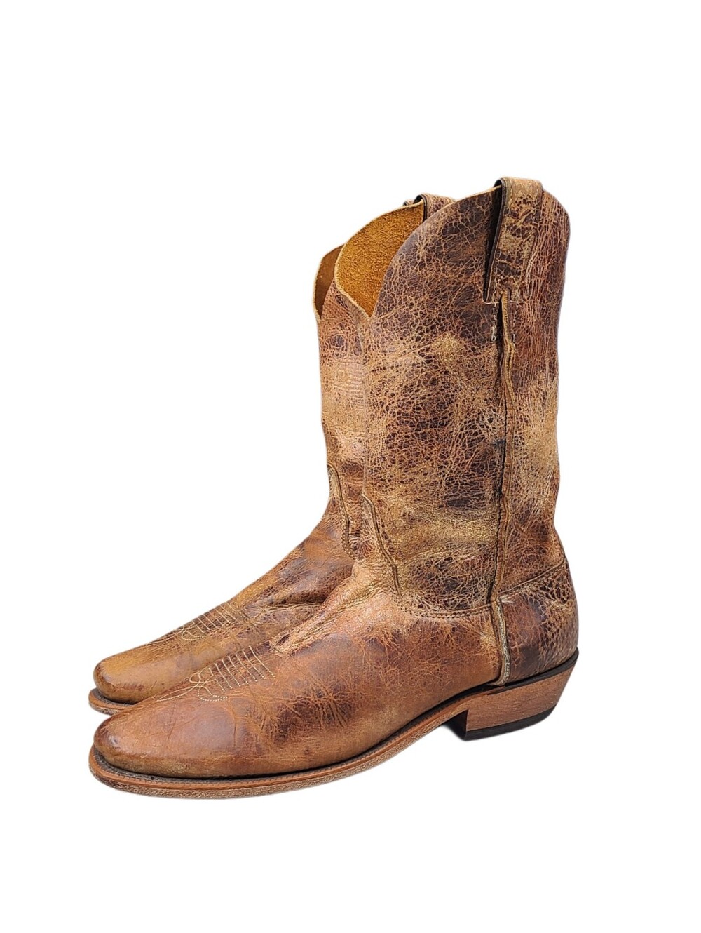 Justin BR 733 Bent Rail Leather Boots Brown Distress Western Boots Men’s 10.5 D
